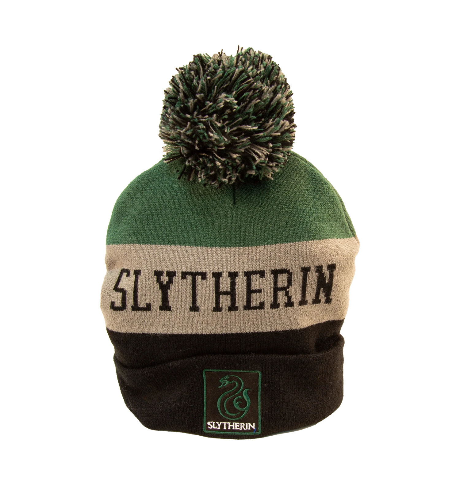 Warner Bros Slytherin Mascot Pom Beanie 1 Warner Bros Slytherin Mascot Pom Beanie