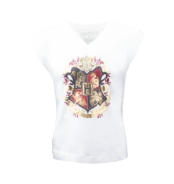 Warner Bros Hogwarts Crest Ladies V-Neck T-Shirt